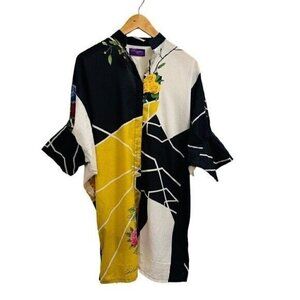 Sana Safinaz Small Short Sleeves Batwing Asymmetrical Floral Print Tunic Top